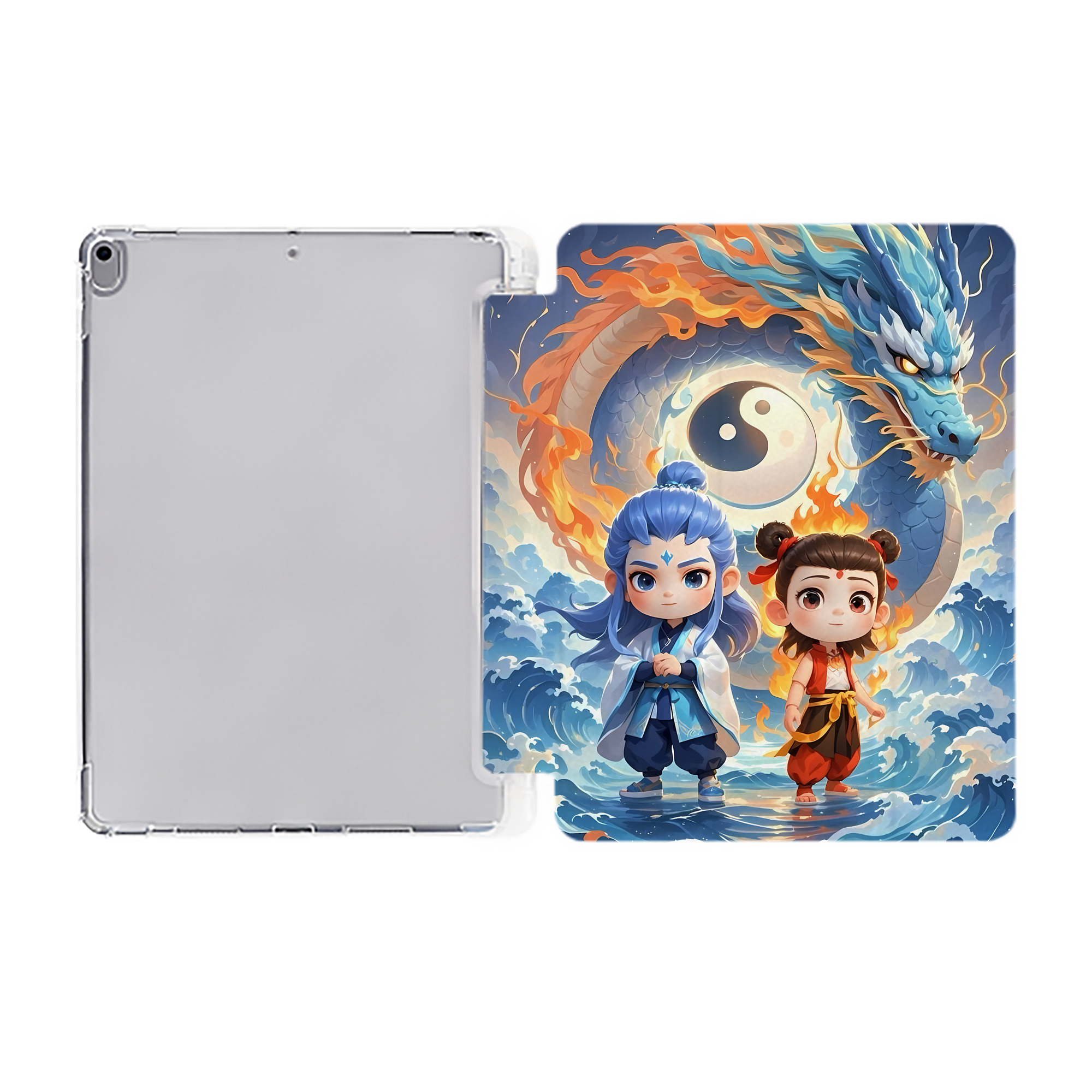 （画像用） Ne Zha 2 ナタ 魔童の大暴れ IPad ケース ペン収納付き 三つ折りスタンド PUレザー×シリコン 対応機種9.5/10.5/10.9インチ